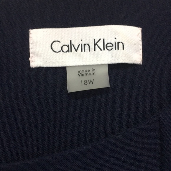 NWT Calvin Klein Woman Belted Navy Blue Fit&Flare Dress: Size 18W - Picture 5 of 13